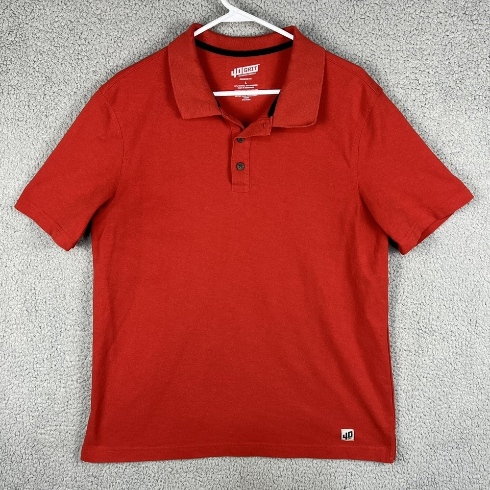 40 GRIT by Duluth Trading Mens Large Polo Shirt‎ Red Cotton Poly Blend S/S